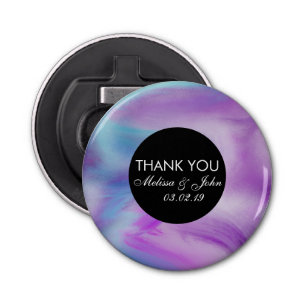 Liquid Ink Colorful Purple Marble Swirl Thank You Bottle Opener