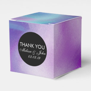 Liquid Ink Colorful Purple Marble Swirl Thank You Favor Boxes