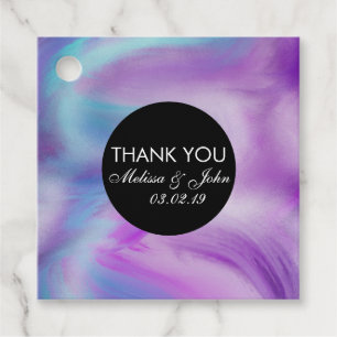 Liquid Ink Colorful Purple Marble Swirl Thank You Favor Tags