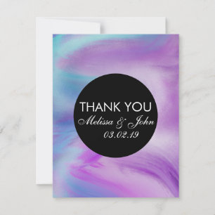 Liquid Ink Colorful Purple Marble Swirl Thank You  RSVP Card