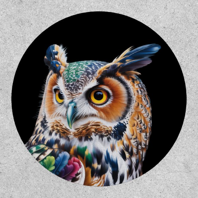 Liquid Ink Owl Vivid 8K Feather Detail in Bright  Patch (Front)