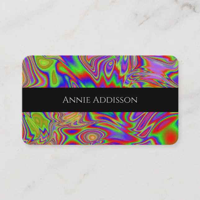 Liquid iridescent rainbow texture business card | Zazzle