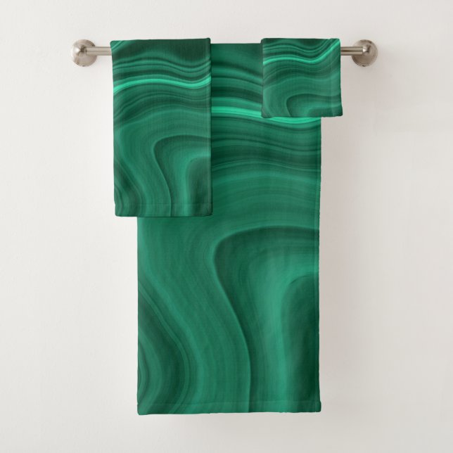 Liquid Malachite Dream #1 #gem #decor #art  Bath Towel Set (Insitu)