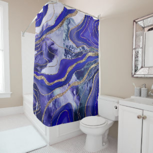 Liquid Marble Agate Glitter Glam #12 Faux Glitter Shower Curtain