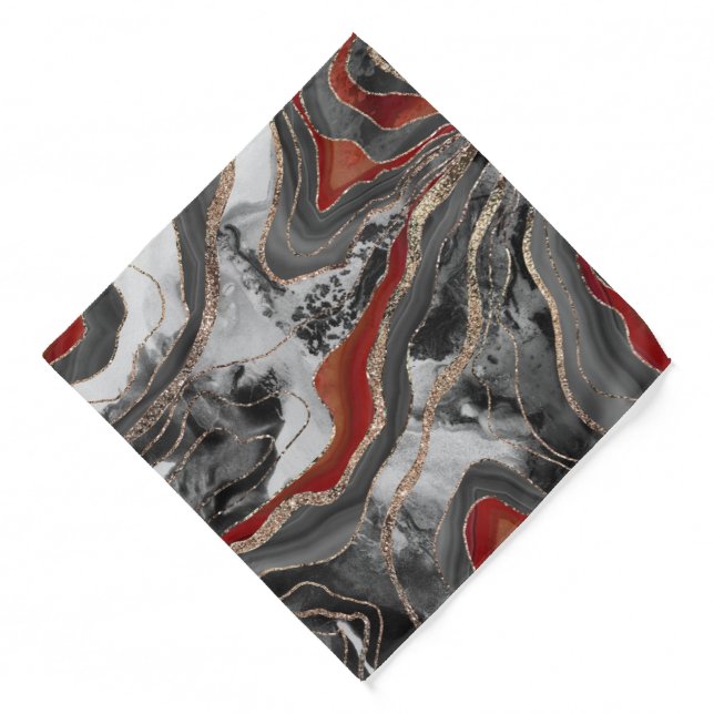 Liquid Marble Agate Glitter Glam #13 Faux Glitter Bandana (Front)