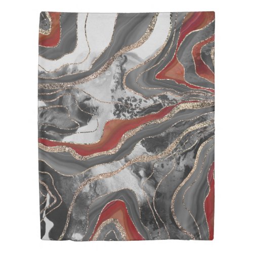 Liquid Marble Agate Glitter Glam 13 Faux Glitter Duvet Cover