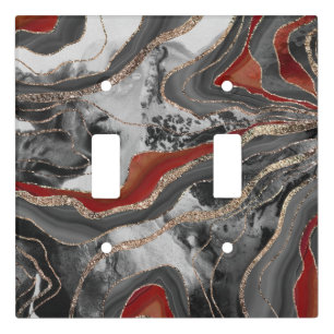 Liquid Marble Agate Glitter Glam #13 Faux Glitter Light Switch Cover