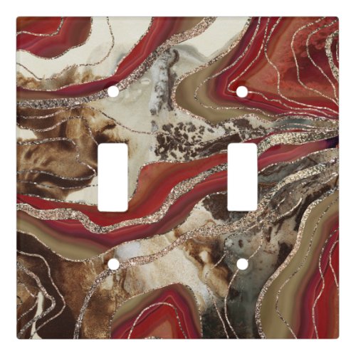 Liquid Marble Agate Glitter Glam 2 Light Switch Cover