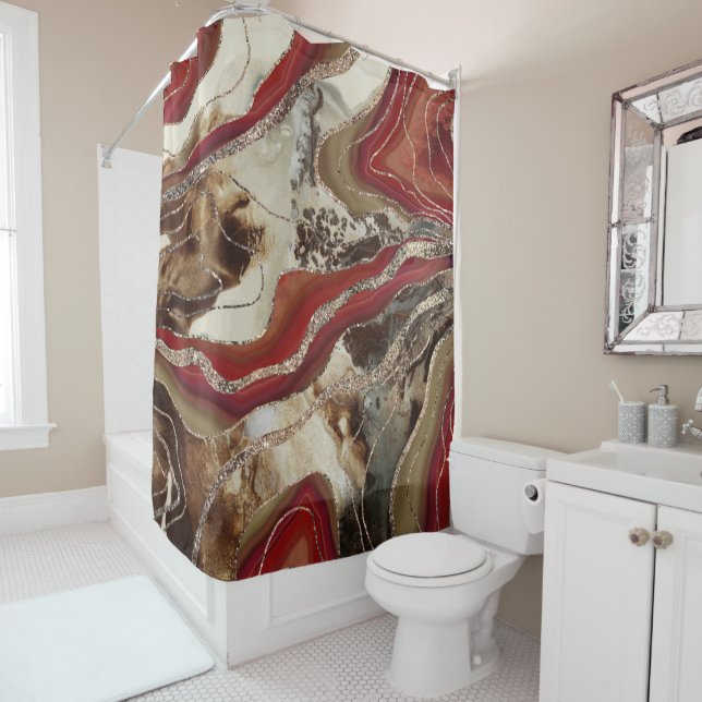Liquid Marble Agate Glitter Glam #2 Shower Curtain (In Situ)