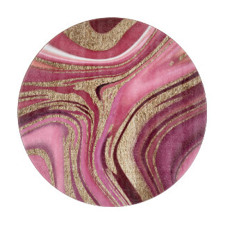 Liquid Marble: Gold Red Abstract. Cutting Board