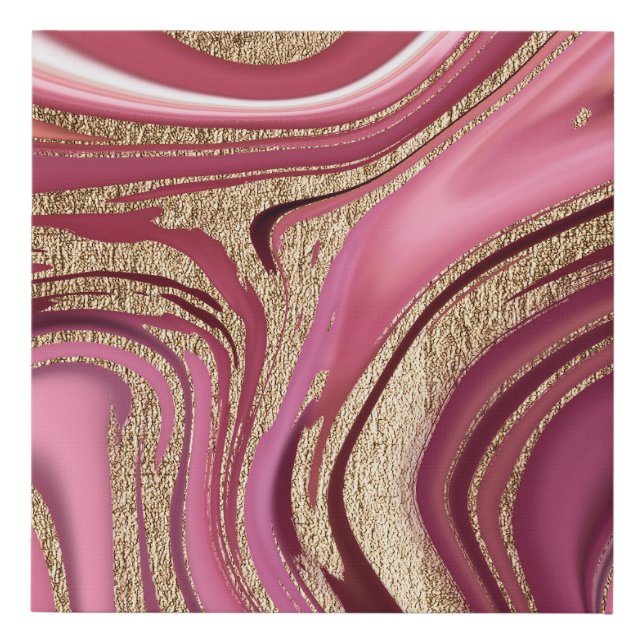 Liquid Marble: Gold Red Abstract. Faux Canvas Print (Front)