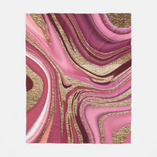 Liquid Marble: Gold Red Abstract. Fleece Blanket