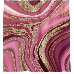 Liquid Marble: Gold Red Abstract. Shower Curtain
