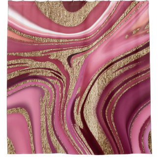 Liquid Marble: Gold Red Abstract. Shower Curtain