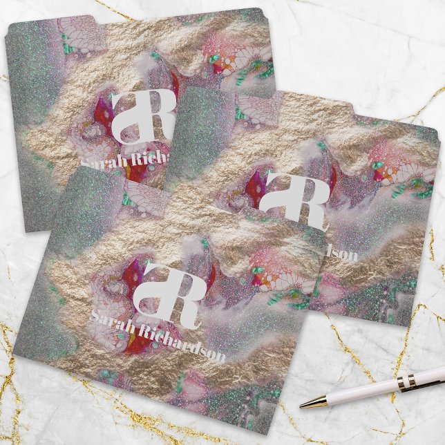 Liquid Marble Paint Mix Abstract Modern Trendy File Folder (Creator Uploaded)