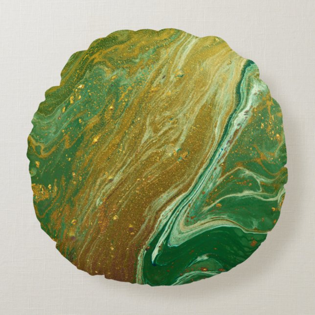 Liquid marble pattern round pillow (Front)