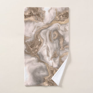 Liquid marble - pearl and gold bath towel set