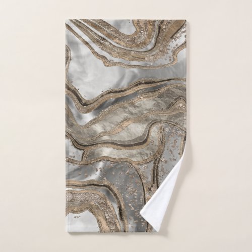 Liquid marble _ pearl and gold bath towel set