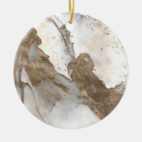 Liquid marble _ pearl and gold ceramic ornament