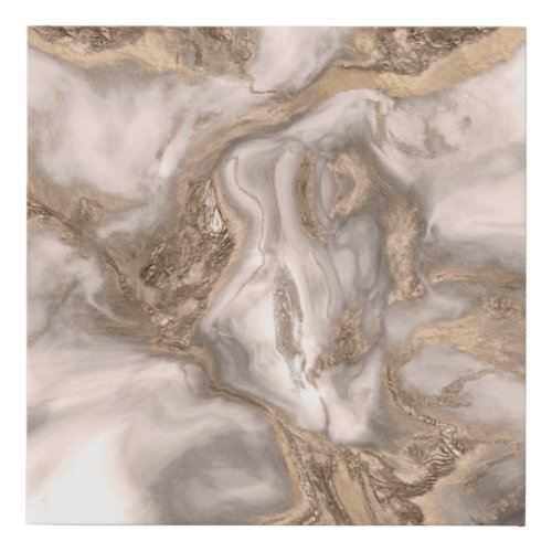 Liquid marble _ pearl and gold faux canvas print