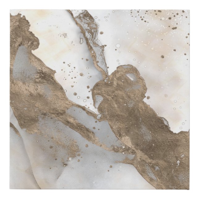 Liquid marble - pearl and gold faux canvas print (Front)