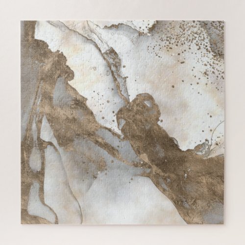 Liquid marble _ pearl and gold jigsaw puzzle