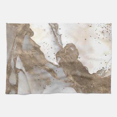 Liquid marble _ pearl and gold kitchen towel