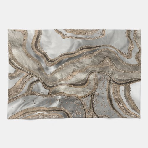 Liquid marble _ pearl and gold kitchen towel