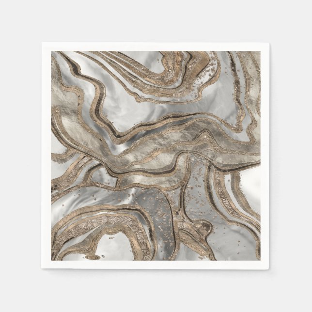 Liquid marble - pearl and gold napkins (Front)