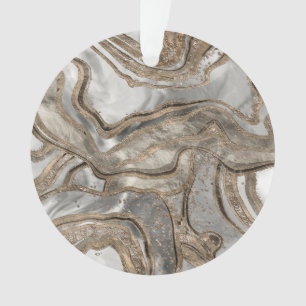 Liquid marble - pearl and gold ornament