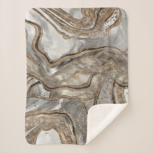 Liquid marble _ pearl and gold sherpa blanket