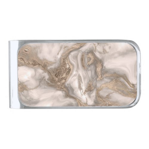 Liquid marble _ pearl and gold silver finish money clip