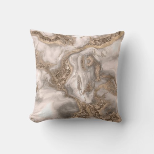 Liquid marble _ pearl and gold throw pillow