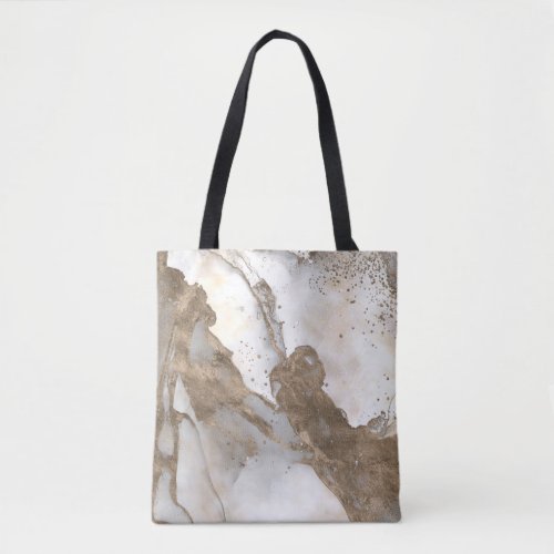Liquid marble _ pearl and gold tote bag