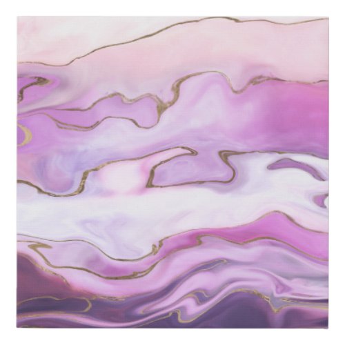 Liquid Marble _ purple sunset Faux Canvas Print