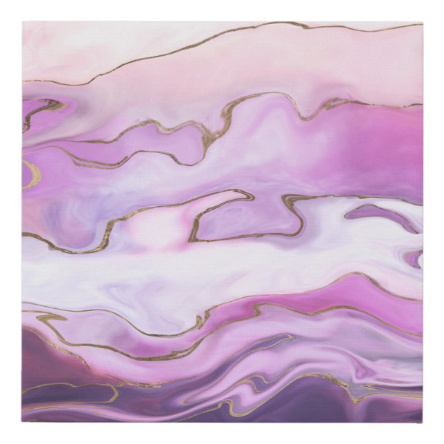 Liquid Marble - purple sunset Faux Canvas Print (Front)