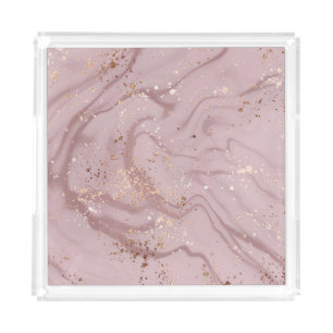 Liquid Marble: Rose Gold Artistry. Acrylic Tray
