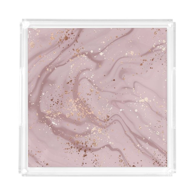 Liquid Marble: Rose Gold Artistry. Acrylic Tray (Front)