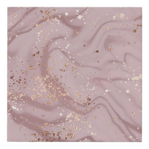 Liquid Marble: Rose Gold Artistry. Faux Canvas Print