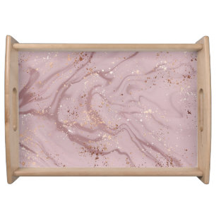 Liquid Marble: Rose Gold Artistry. Serving Tray