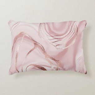 Liquid Marble Rose Gold Waves Accent Pillow