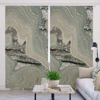 Liquid Marble Wave Glitter Glam 1 Blackout Curtains