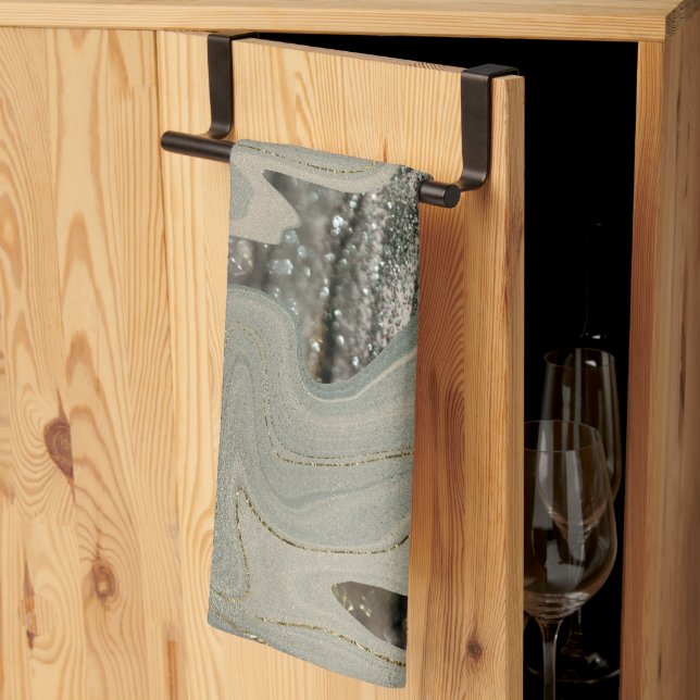 Liquid Marble Wave Glitter Glam 1 Kitchen Towel (Thirds Fold)
