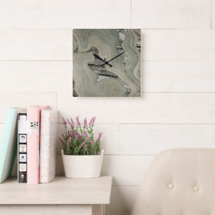 Liquid Marble Wave Glitter Glam 1 Square Wall Clock