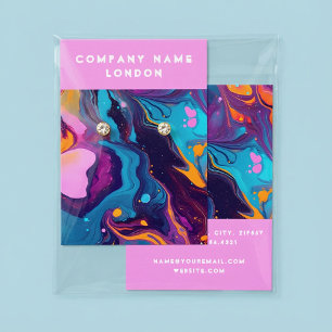 Liquid marbling, fluid paint earring display card