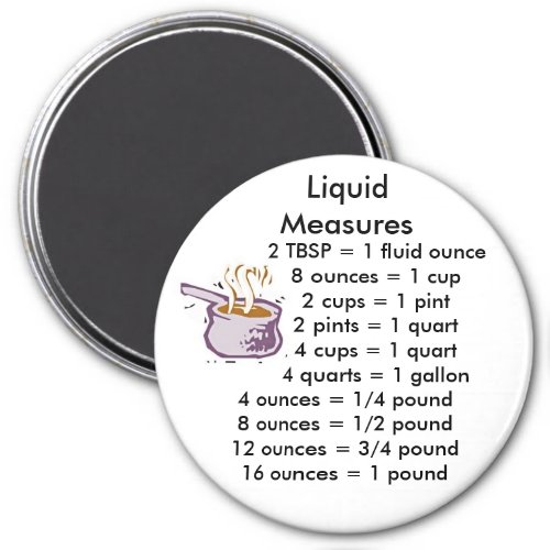 Liquid Measurements ROUND magnet