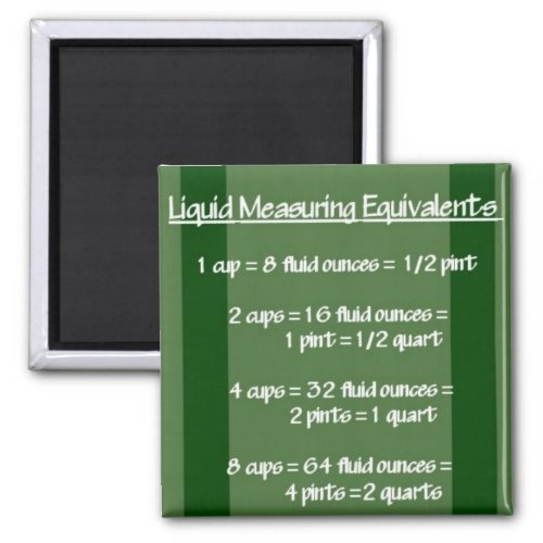 Liquid Measuring Equivalents Green Magnet