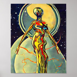 Liquid Metal Alien Abstract Sci Fi orignal art Poster