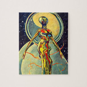 Liquid Metal Alien woman Abstract Sci Fi art Jigsaw Puzzle