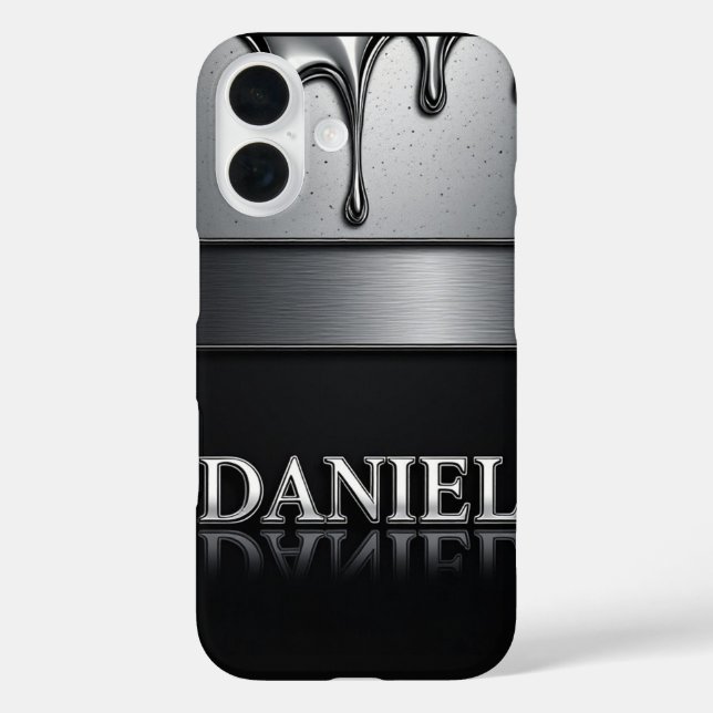💧 Liquid Metal “Daniel” Flow Dripping Chrome  Case-Mate iPhone Case (Back)